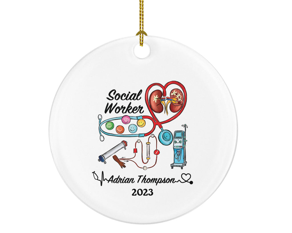 Dialysis Social Worker Christmas Ornament Personalized -  Urinary System Patient Employee Custom Name Year Gift