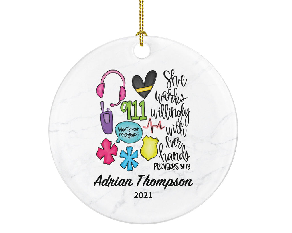 911 Dispatcher/Operator Christmas Ornament Personalized - Custom Name Year Holiday Gift for Female or Male