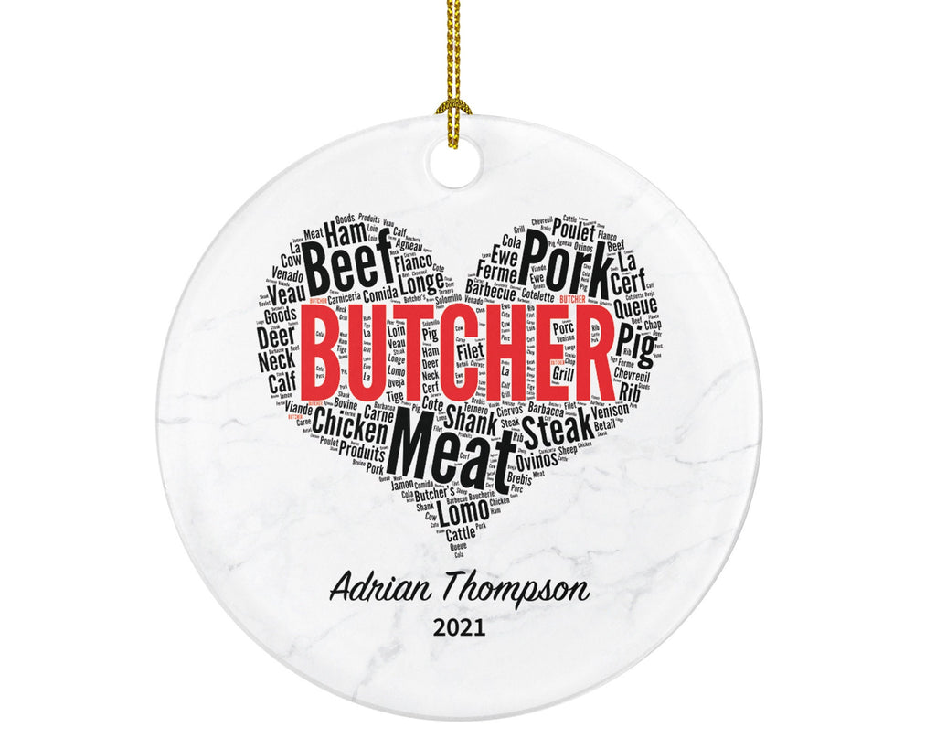 Butcher Christmas Ornament Personalized - Meat Store Worker Custom Name Gift