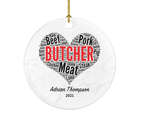 Butcher Christmas Ornament Personalized - Meat Store Worker Custom Name Gift