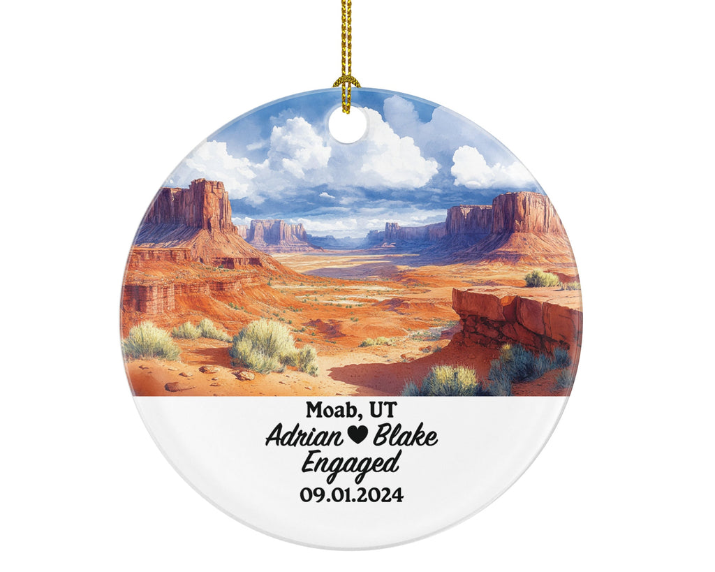 Moab Christmas Ornament Personalized - Jordan Engaged Married Family Together Couple Travel Honeymoon Engagement Marriage