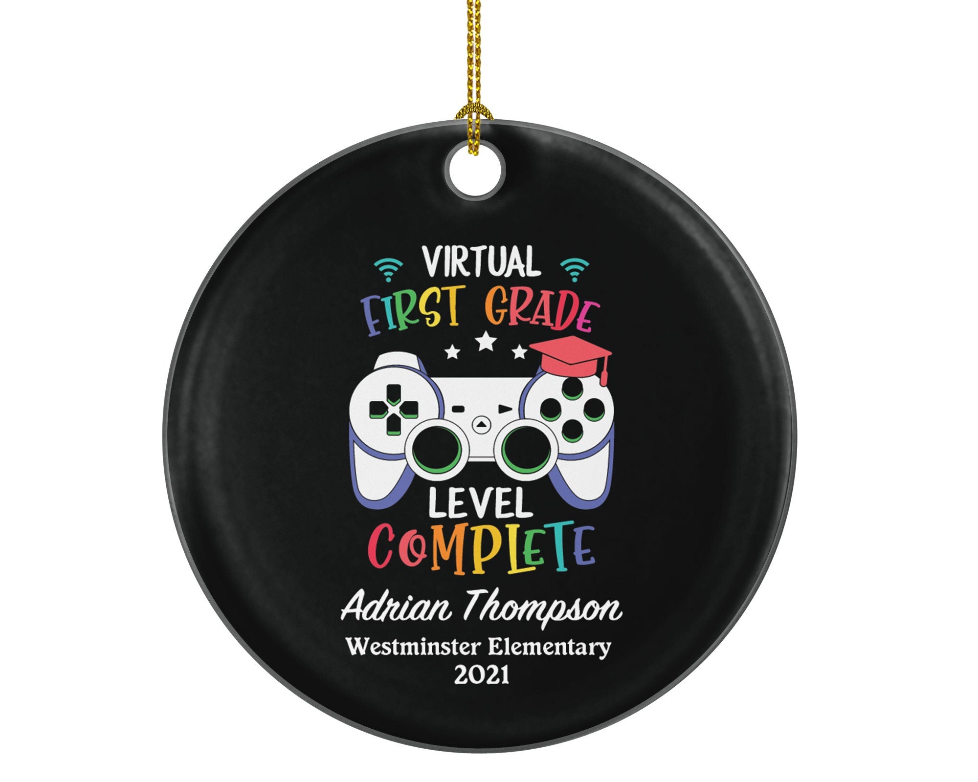 Virtual Grade Graduation Online Learning Christmas Ornament Personalized - Gamer Boy or Girl Online Schooling Remote School