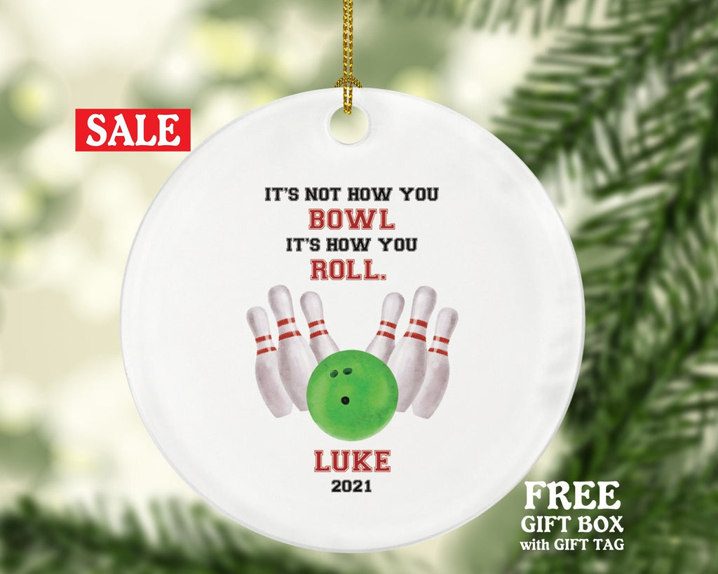 Bowling Christmas Ornament Personalized - Bowling Ball And Pin Strike Ornament, Sport Bowler Gift