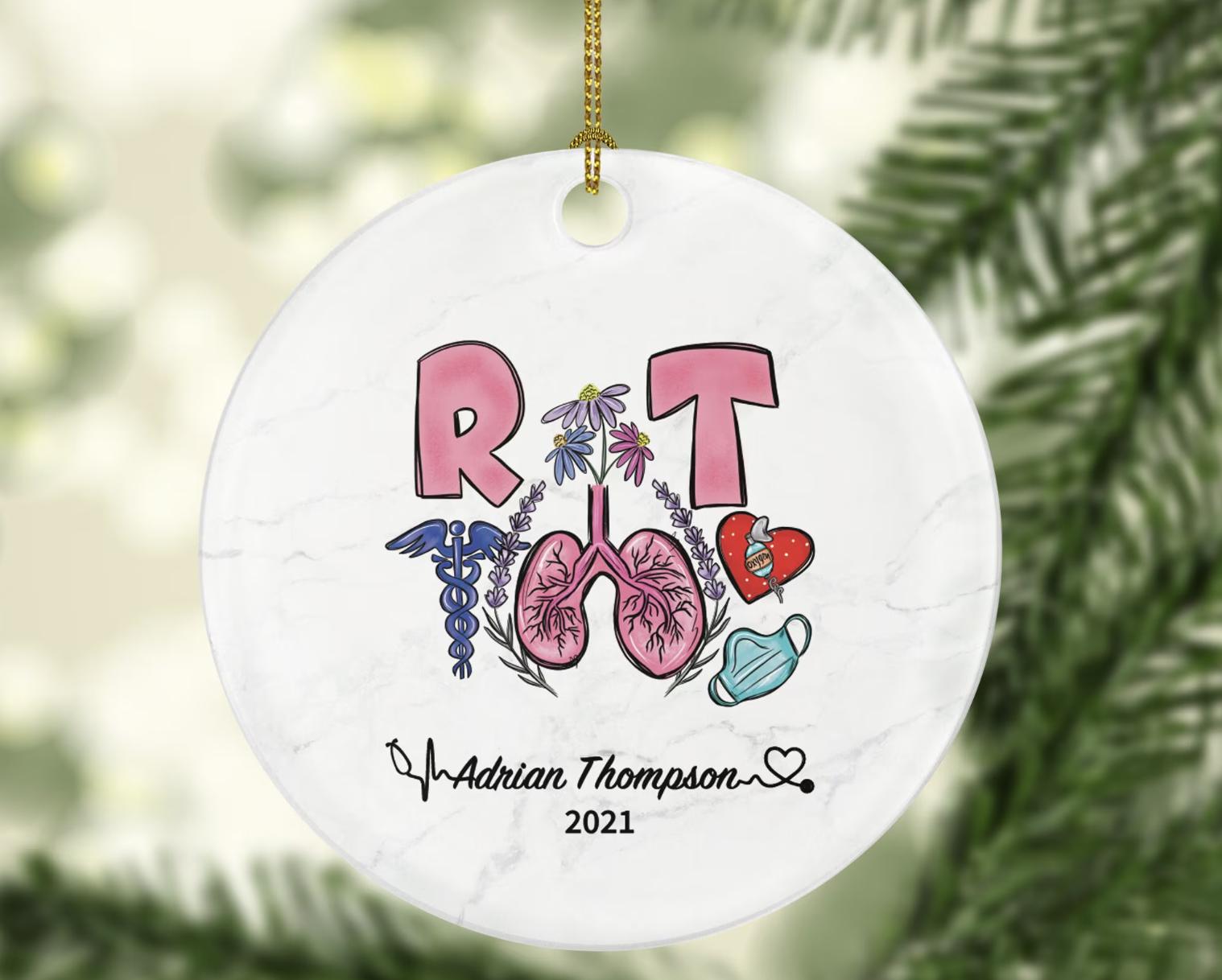 Respiratory Therapist Christmas Ornament Personalized - NBRC, National Board Respiratory Care, Therapy, Medical Gift - Custom Name Year