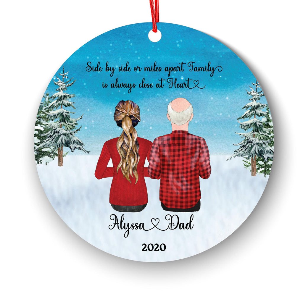 Personalized Dad and Daughter Ornament: Custom Portrait, Christmas Gift