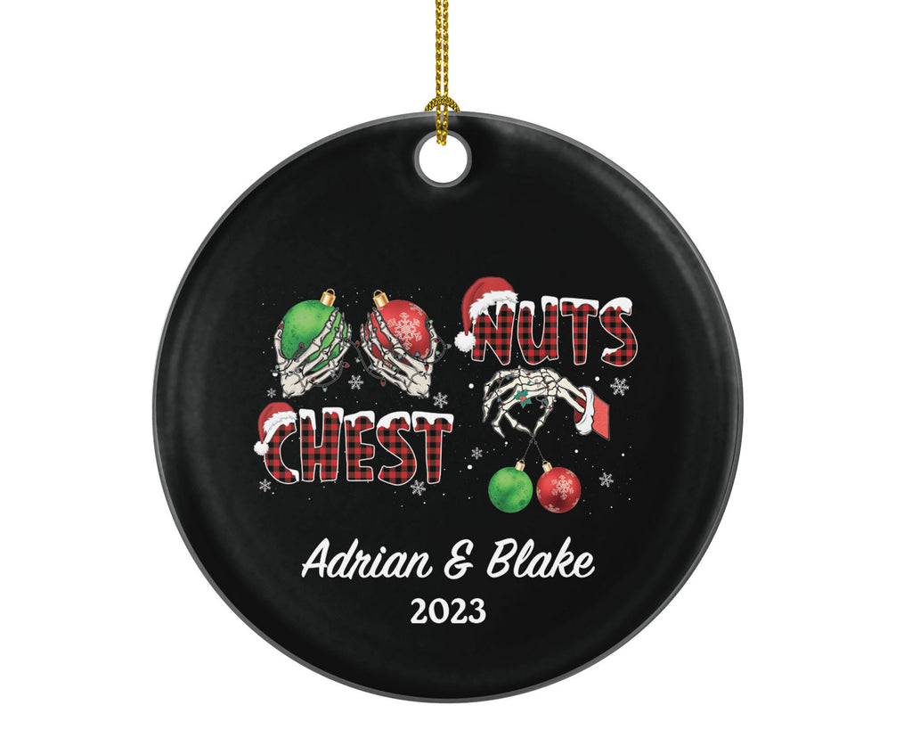 Chest Nuts Couple Funny Christmas Ornament - Personalized Mr and Mrs Married Future Marriage Husband Wife Fiancé Love