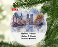 Personalized Reims France Christmas Ornament, Notre-Dame Cathedral, Mr & Mrs Wedding, Engagement, or Honeymoon Keepsake for Couples