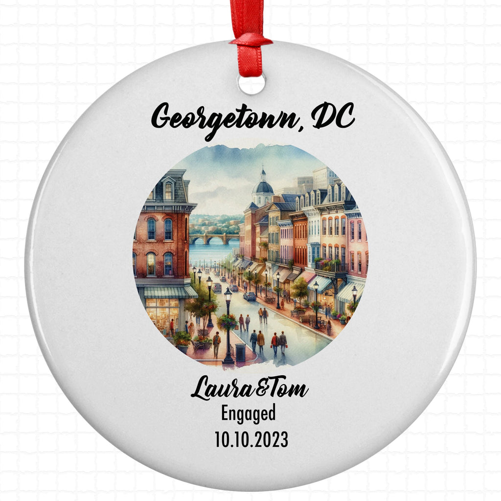 Georgetown Ornament, Engagement, Married, Travel, Gift for Engaged Couple, Engagement Gift, Trip, Vacation Souvenir