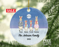 Family of 3 4 5 6 7 Personalized Christmas Ornament - Three Four Five Six Seven Custom Rabbit Mom Dad Kids Children Gift