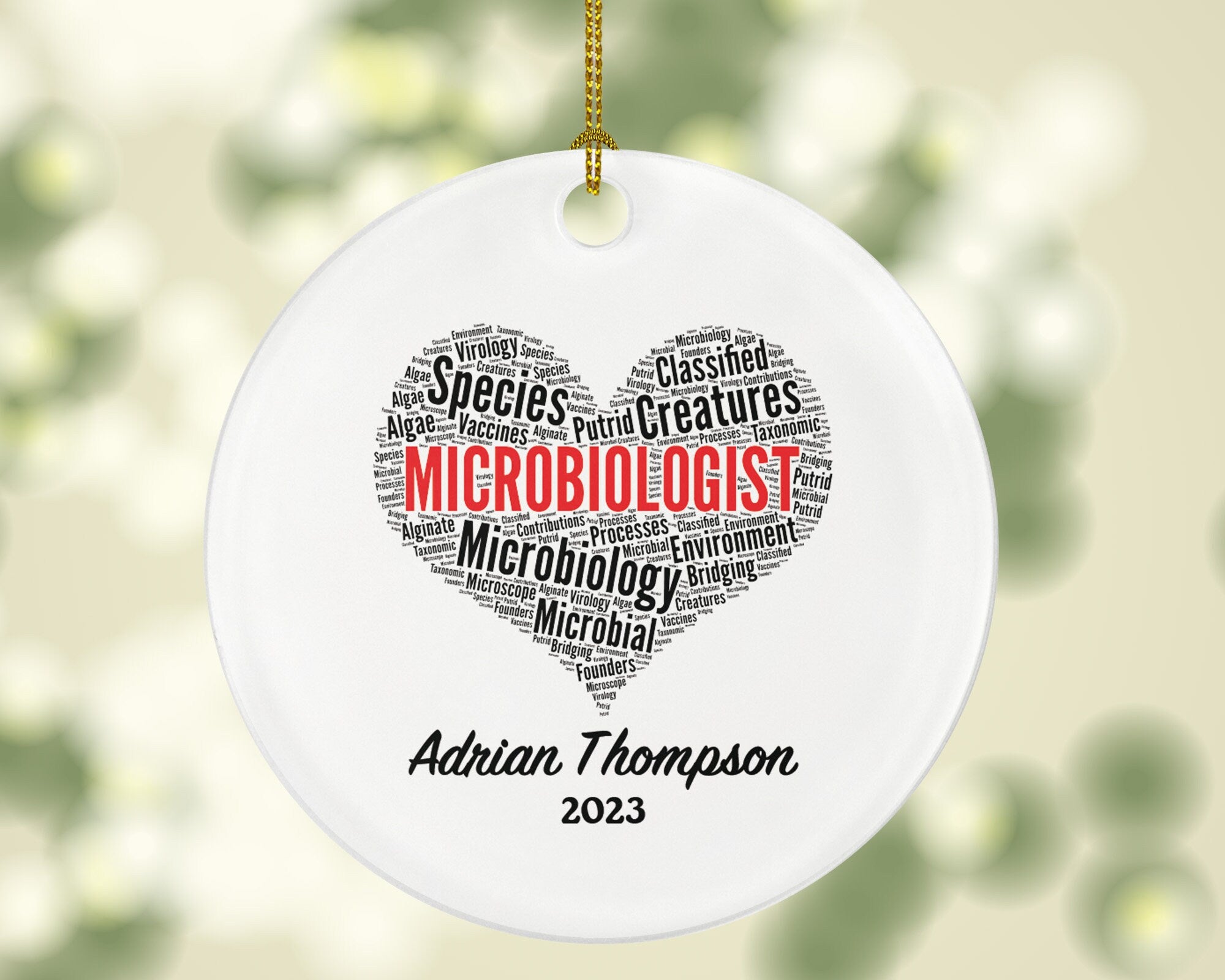 Microbiologist Christmas Ornament Personalized - Doctor Bacteria Bacteriologist Microorganisms Researcher Scientist Professor Treatment Gift