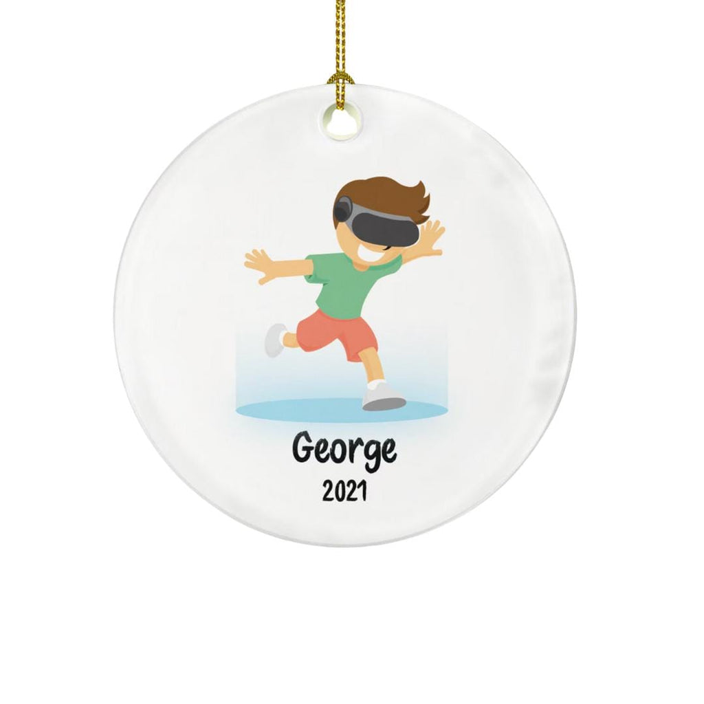 Virtual Reality Male Personalized Christmas Ornament Child for Tree Boy Kid Brown White Skin Hair Blonde Dark Black Video Gamer Game Gift