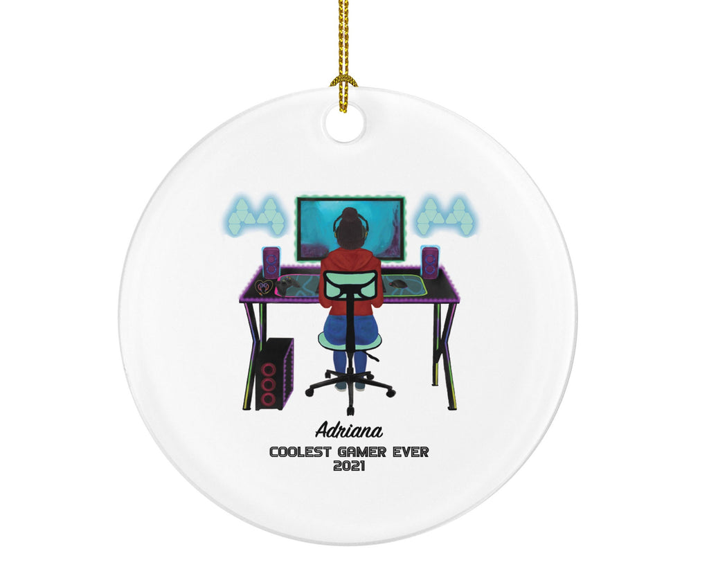 Playing Video Game Player Gamer Girl Game Christmas Ornament Personalized for Tree Gamer Female Controller Addict