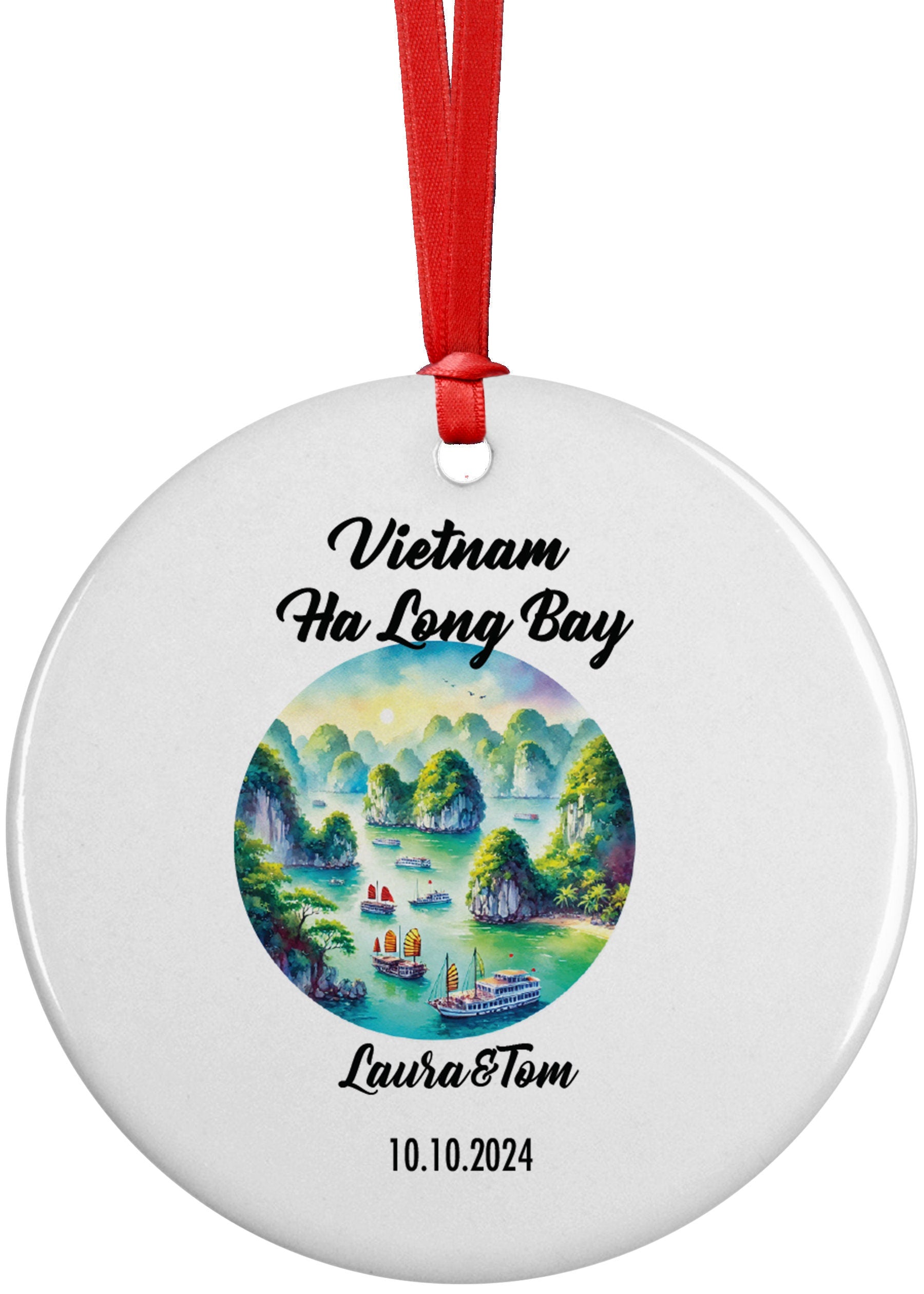 Vietnam, Ha Long Bay, Ornament, Engagement, Married, Travel, Gift for Engaged Couple, Engagement Gift, Trip, Vacation Souvenir