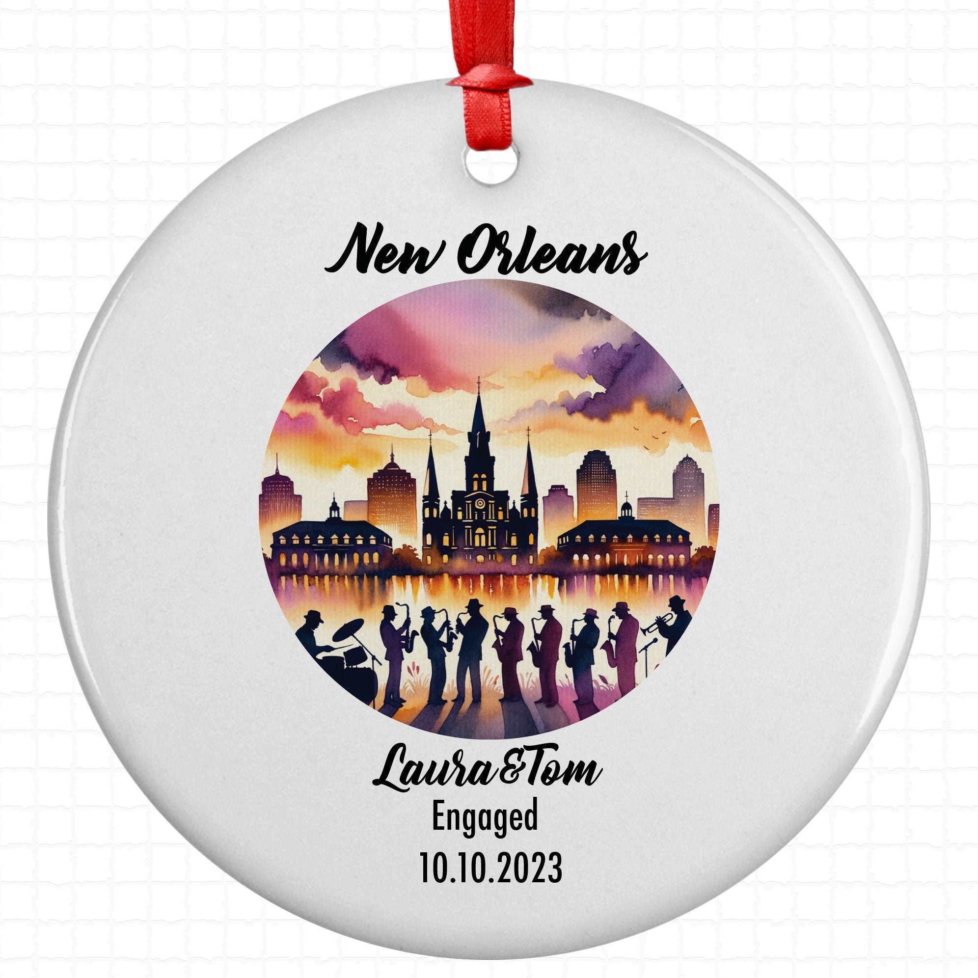 New Orleans Ornament, Engagement, Married, Travel, Gift for Engaged Couple, Engagement Gift, Trip, Vacation Souvenir