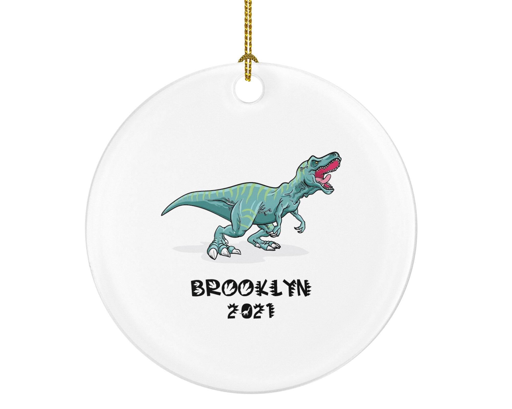 Dinosaur Christmas Ornament Personalized, T-REX Dino Custom Gift