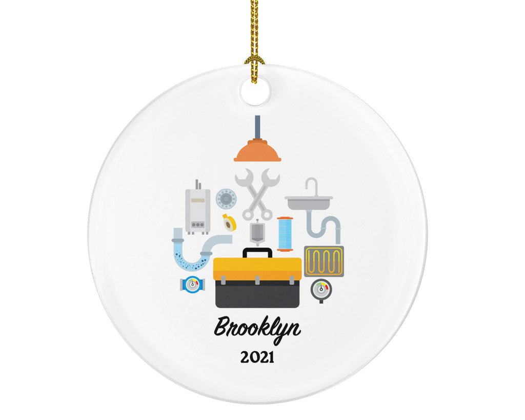 Plumbing, Plumber Personalized Christmas Ornament - Tool Box Holiday Handyman Helper Gift
