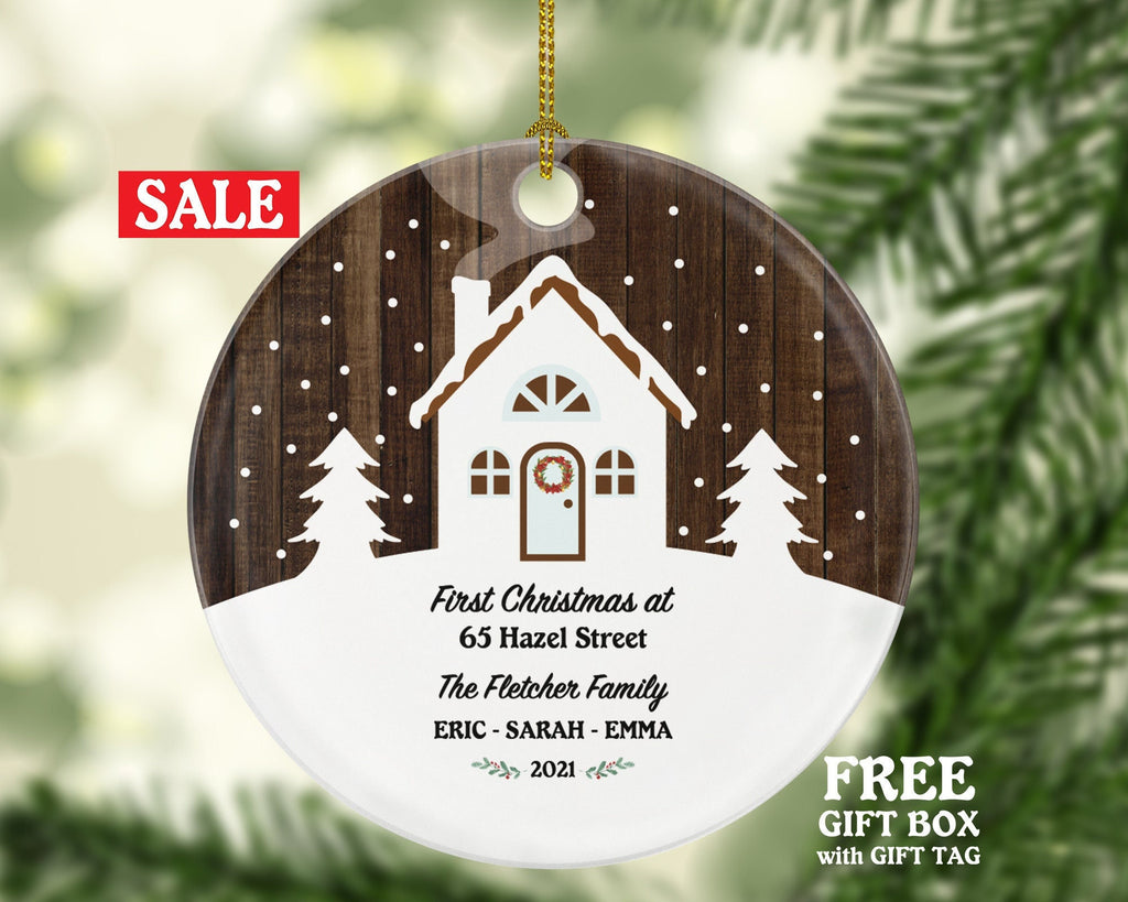 First Christmas in Our New Home Ornament - Personalized Housewarming Wedding House Homeowner Property Casa Villa Mansion Buyer Owner Broker