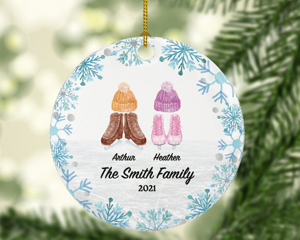 Ice Skating Christmas Family Married Engaged Couple Ornament - Figure Skater Personalized Gift Skate Lover Sports Activity Hobby Occupation