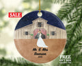 First Christmas as Mr & Mrs Married Couple Christmas Ornament Personalized - Newlywed Mr. and Mrs. Gift - Rustic Barn Wedding