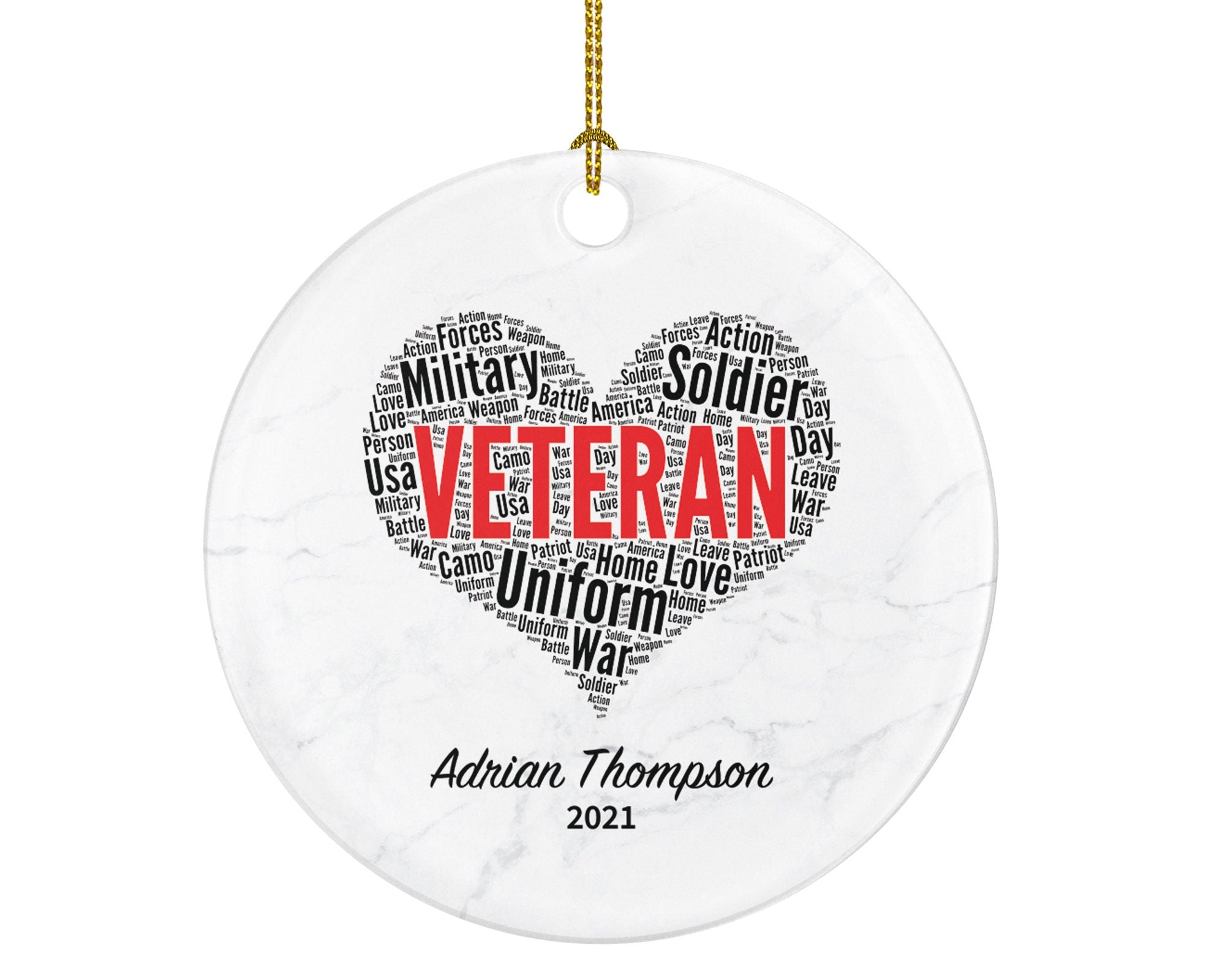 Veteran Christmas Ornament Personalized, Custom Veteran Military Soldier Gift for Holiday - Custom Name Year