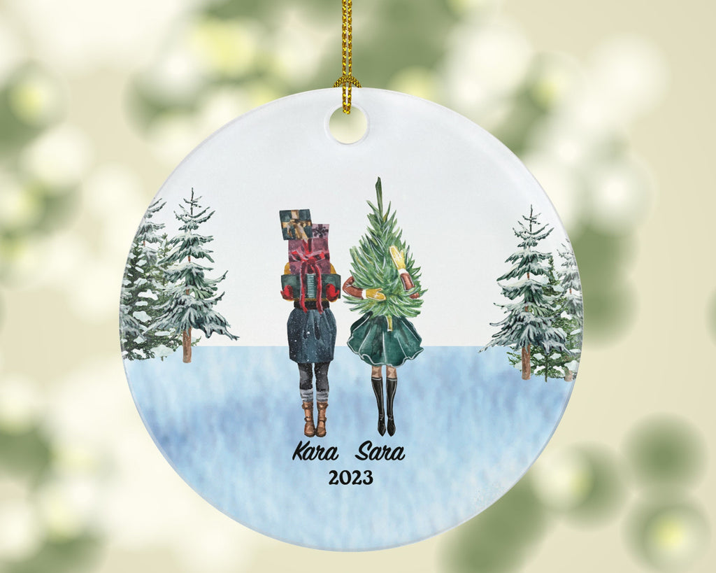 Lesbian Couple Christmas Ornament / Personalized Gay Portrait Love is Love Same Sex Pride