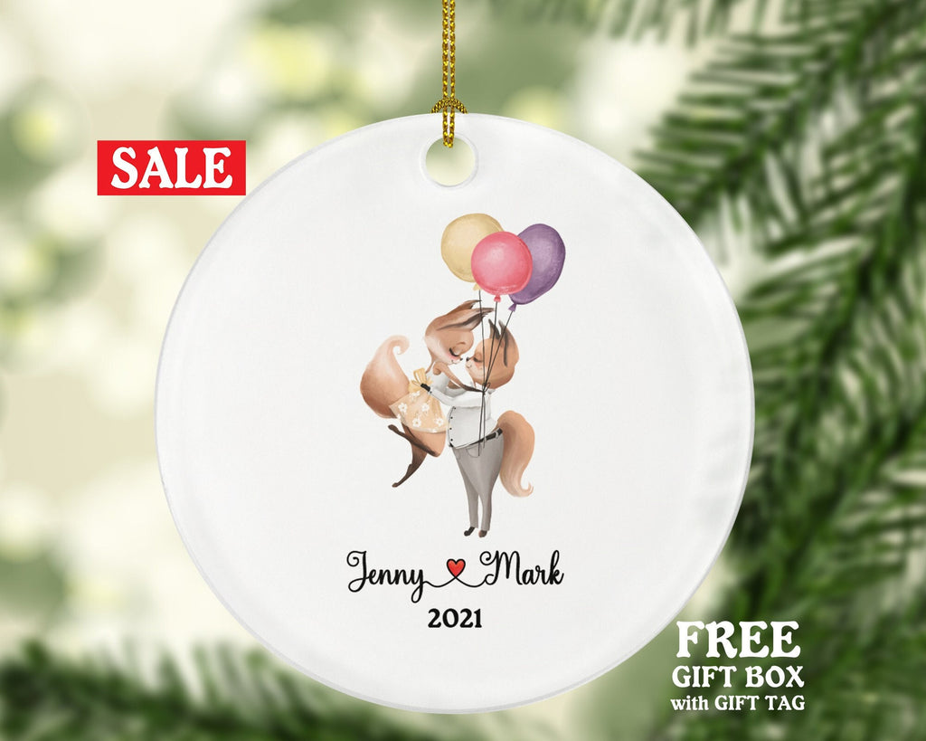 Couple  Christmas Ornament Personalized - Valentines Together Lovers - New Rabbit Couple Gift Names and Year