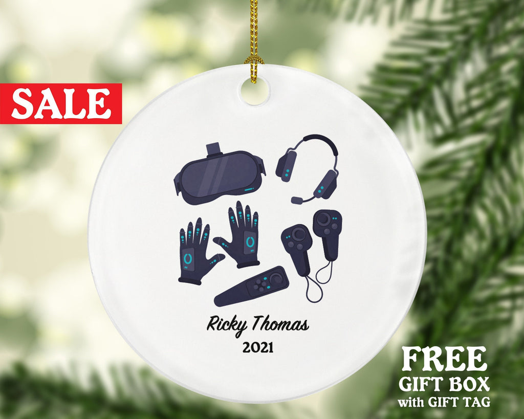 Virtual Reality Personalized Christmas Ornament -  Custom VR Video Gamer Game VR Equipment Gift