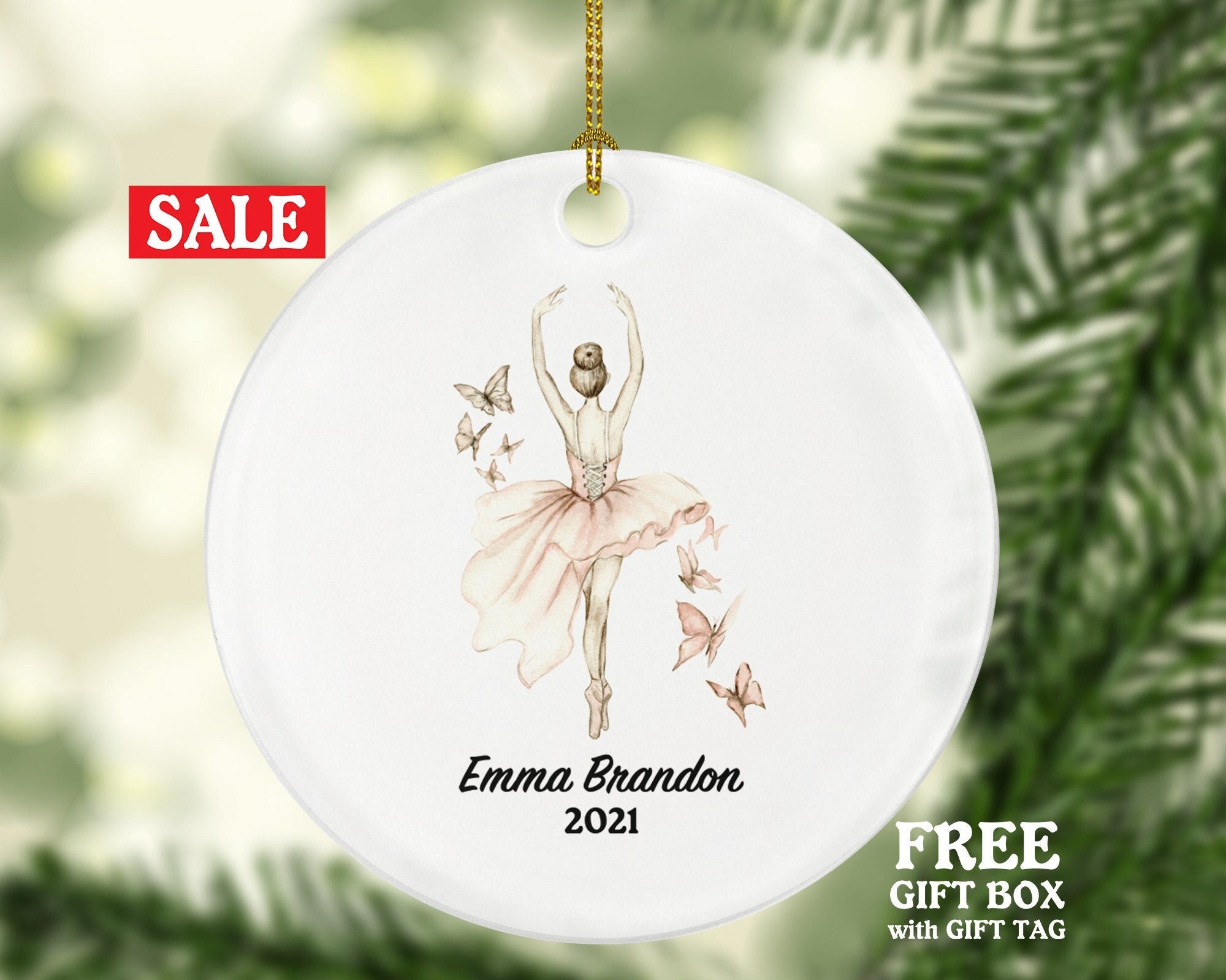 Ballerina Girl Christmas Ornament Personalized - Gift for Dancer Ballet Dance Do Perform Gift for Ballerina