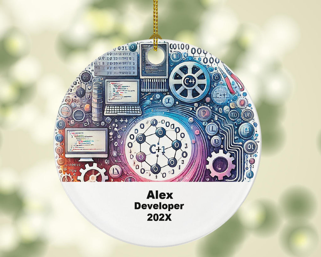 Personalized Developer Ornament – Custom Programmer Gift – Coding Career Ornament with Name and Year