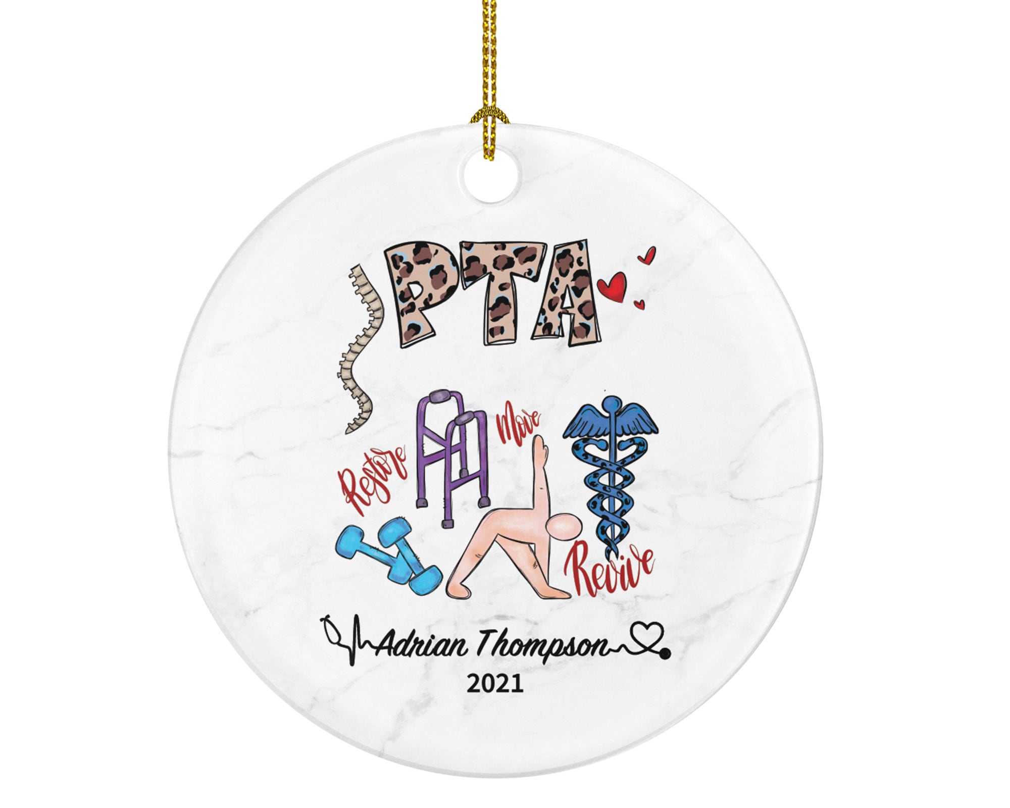 Physical Therapy Assistant Christmas Ornament, PT Personalized Gift, Physiotherapist Assistant Ornament, Medical Ornament