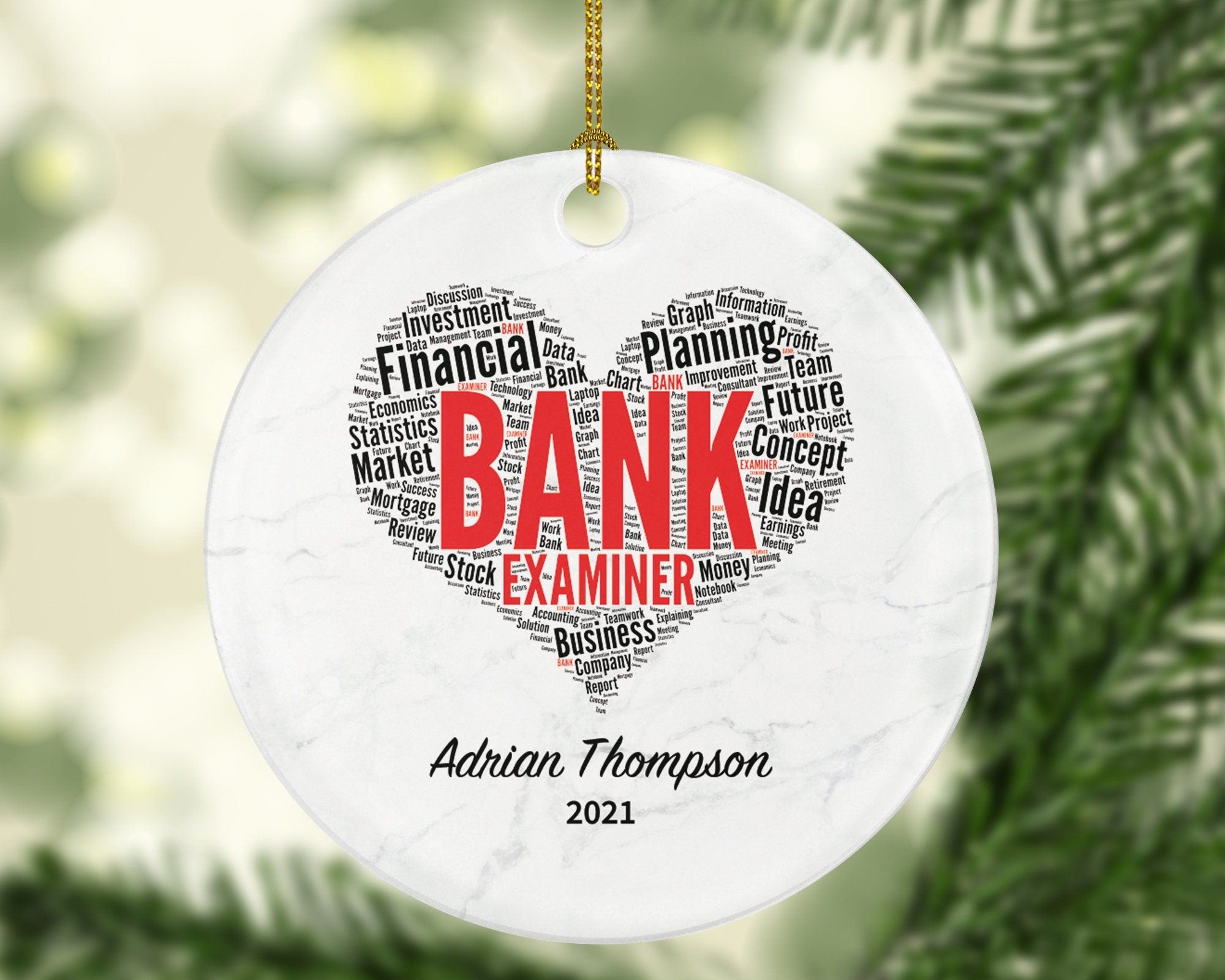 Bank Examiner Christmas Ornament Personalized - Bank Worker Financial Examiner Gift