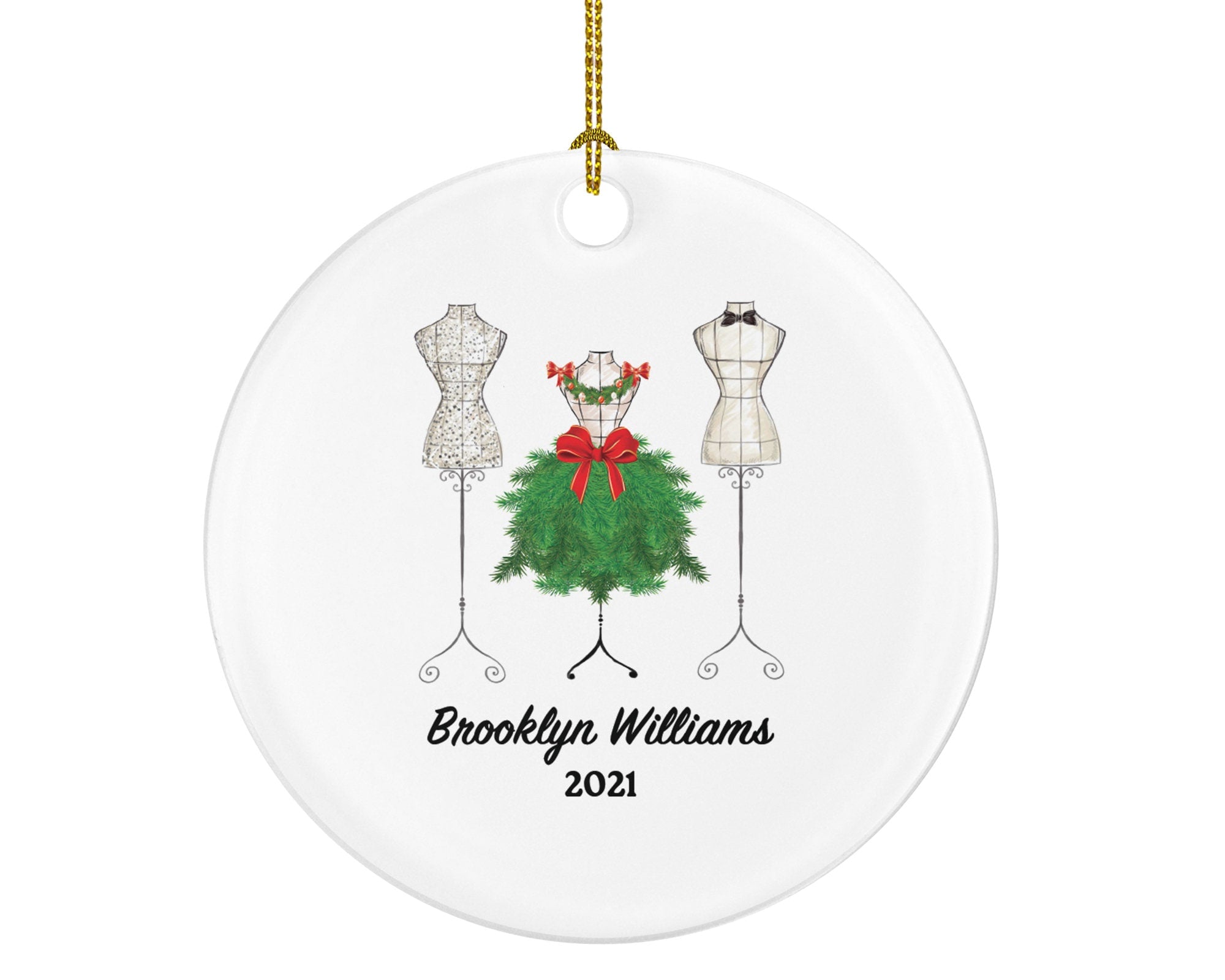 Fashion Designer Christmas Ornament Personalized, Fashion Design Gift, Textiles, Sewing, Apparel, Styling Custom Name and Year