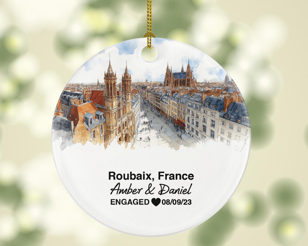 Personalized Roubaix France Christmas Ornament, La Piscine Museum, Mr & Mrs Wedding, Engagement, or Honeymoon Keepsake for Couples