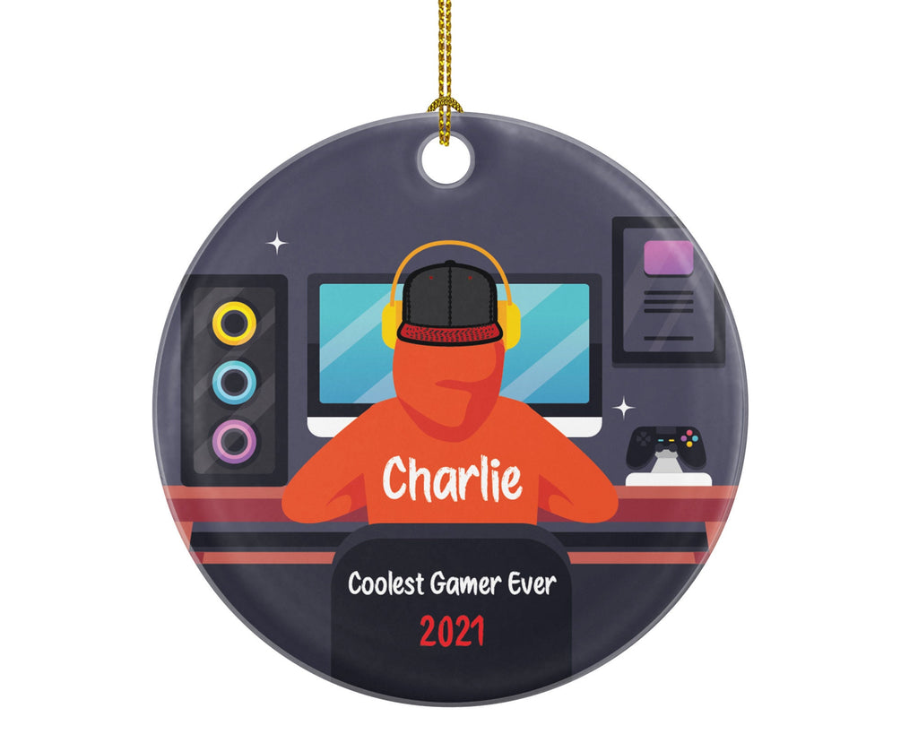 Personalized Playing Video Game Player Gamer Boy Game Christmas Ornament for Tree Gamer Boy Controller Addict