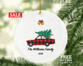 Family Car Christmas Ornament Personalized - Buffalo Plaid Black and Red Car Gift Custom Ornament Road Trip - Farmhouse Decor