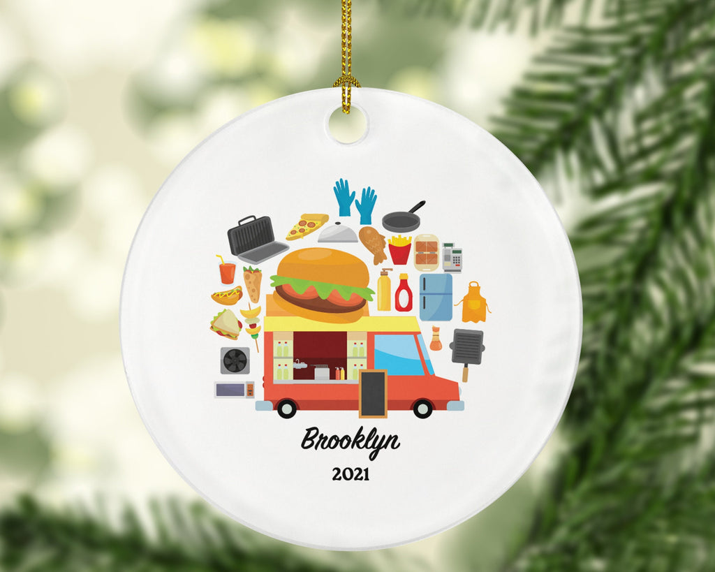 Food Truck Owner Worker Waitress Christmas Ornament - Personalized Gift for Food Truck Chef Custom Name Boss Employee Fast Food