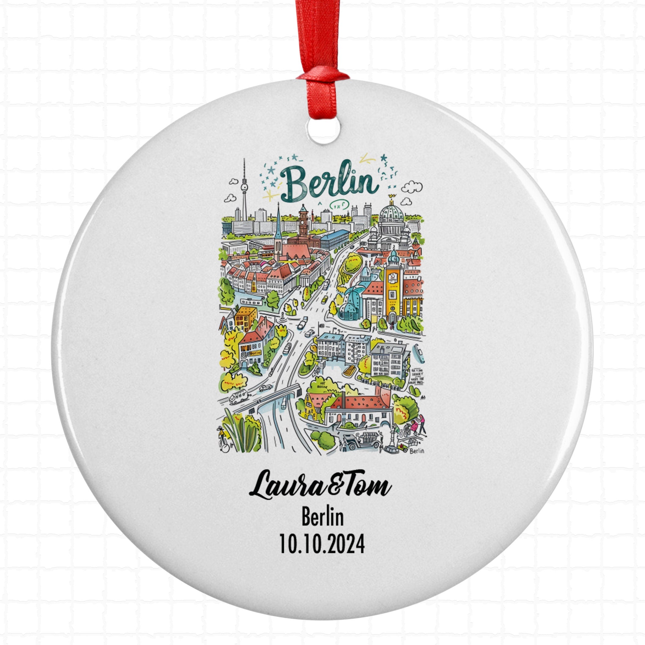 Berlin, Germany, Ornament, Engagement, Married, Travel, Gift for Engaged Couple, Engagement Gift, Trip, Vacation Souvenir