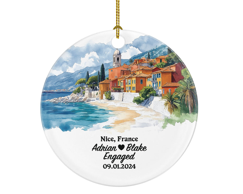 Nice Christmas Ornament Personalized - France Engaged Married Family Together Couple Travel Honeymoon Engagement Marriage