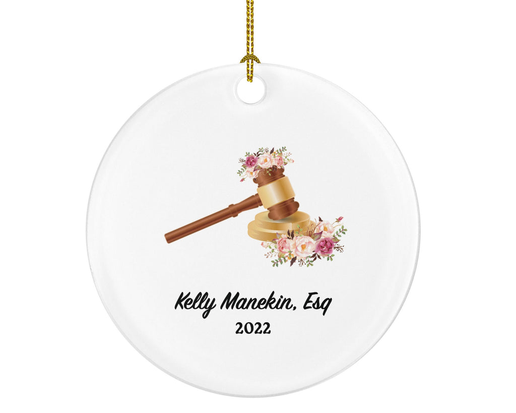Personalized Lawyer Christmas Ornament, Custom Gift for Attorney at Law, Judge, Flower
