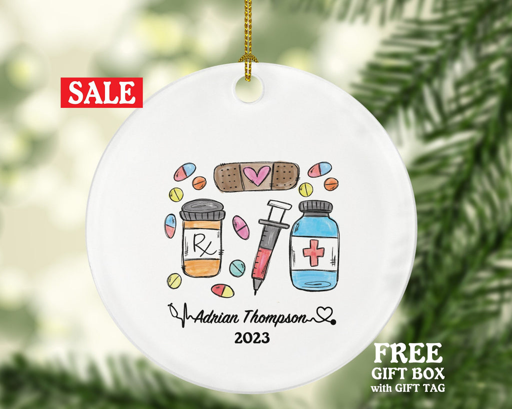 Pharmacist Pharmacy Technician Tech Christmas Ornament for Female or Male Personalized Gift