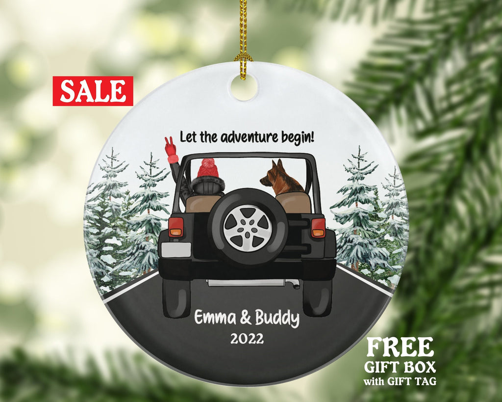 Driver Female Dog and in a SUV Car Personalized Christmas Ornament New Driver Custom Pet Lover Owner Women Gift Fur Holiday Rescue
