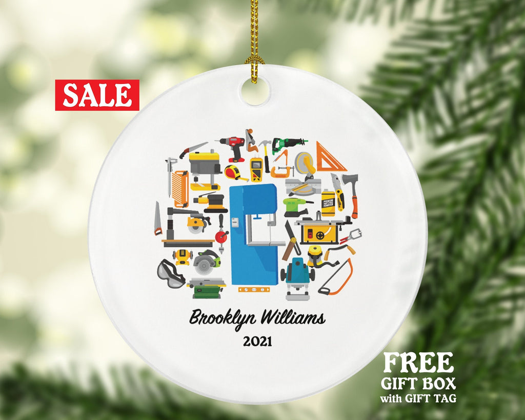 Carpenter Personalized Christmas Ornament, Handy Man Custom Ornament, Builder Carpenter Gift, Construction Worker