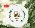 Heavy Duty Worker Forklift Operator Christmas Ornament Personalized - Fork Truck Vehicle Gift for a Warehouse Employee Employer Custom Name