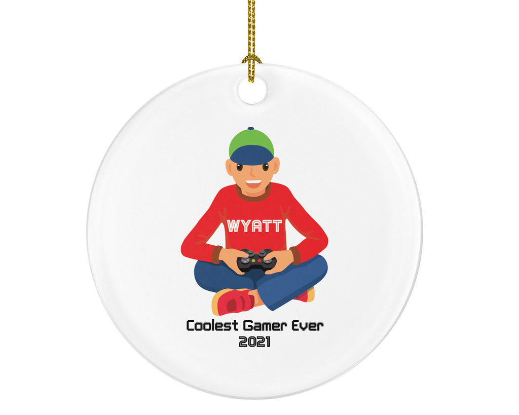 Personalized Video Game Player Gamer Boy Game Christmas Ornament for Gamer Boy Controller Addict