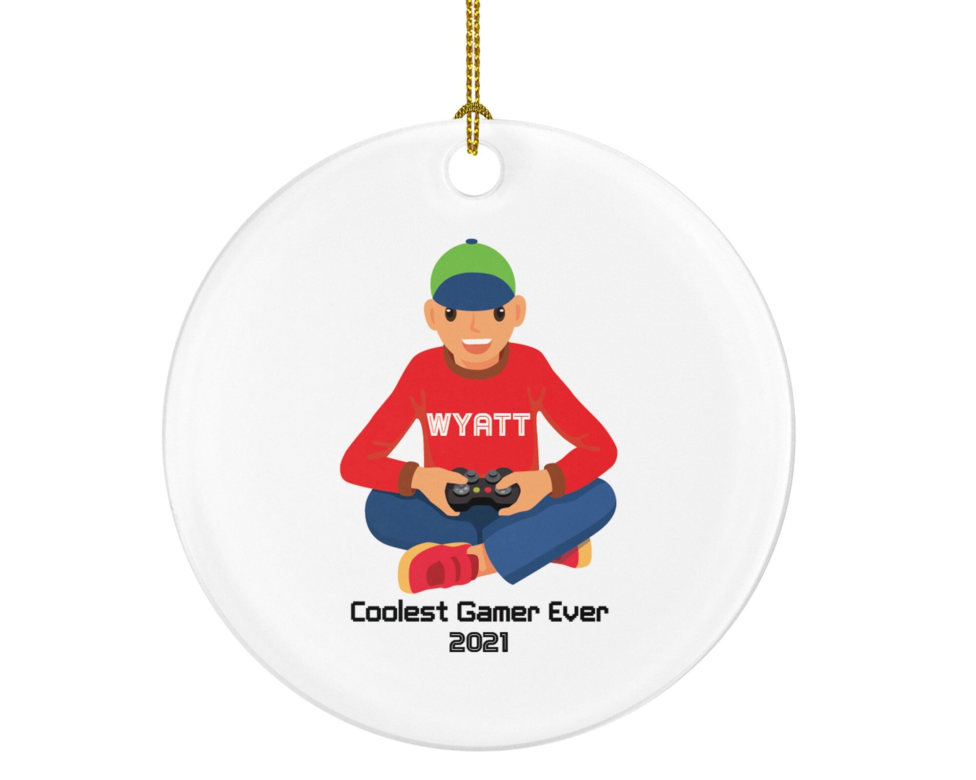 Personalized Video Game Player Gamer Boy Game Christmas Ornament for Gamer Boy Controller Addict