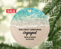 Engaged Christmas Ornament - Custom Engagement - Personalized First Christmas Engaged - Just Engaged Beach Sand Sea