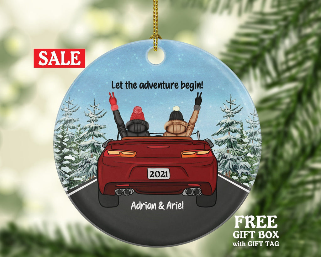 Car Driving Friends Christmas Ornament - Traveled Together First Trip Female Girl Soul Sisters Personalized New Car Gift for Convertible