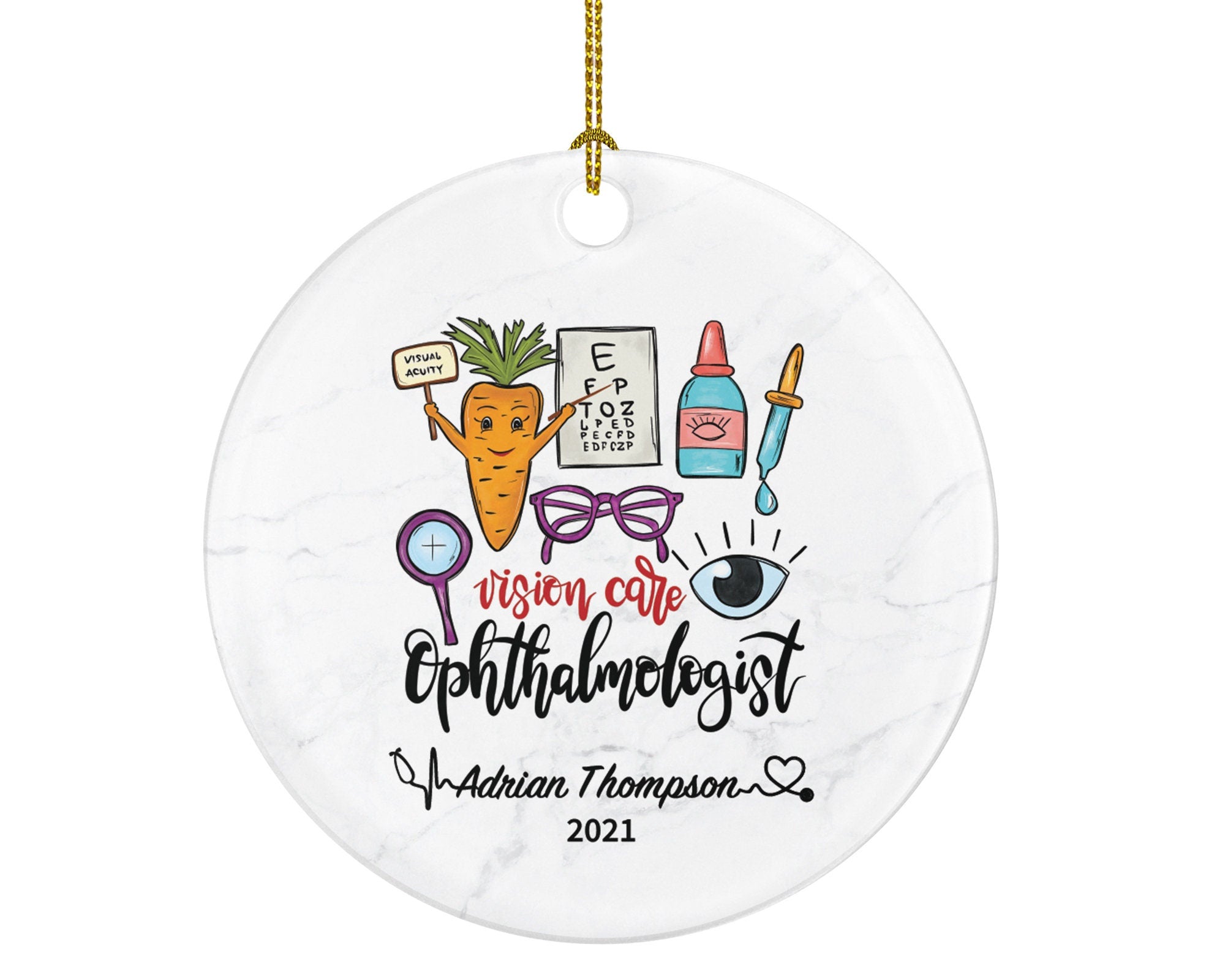 Ophthalmologist Christmas Ornament Personalized - Eyes Seeing Doctor Visual System Gift Graduation Thank You Appreciation Gift