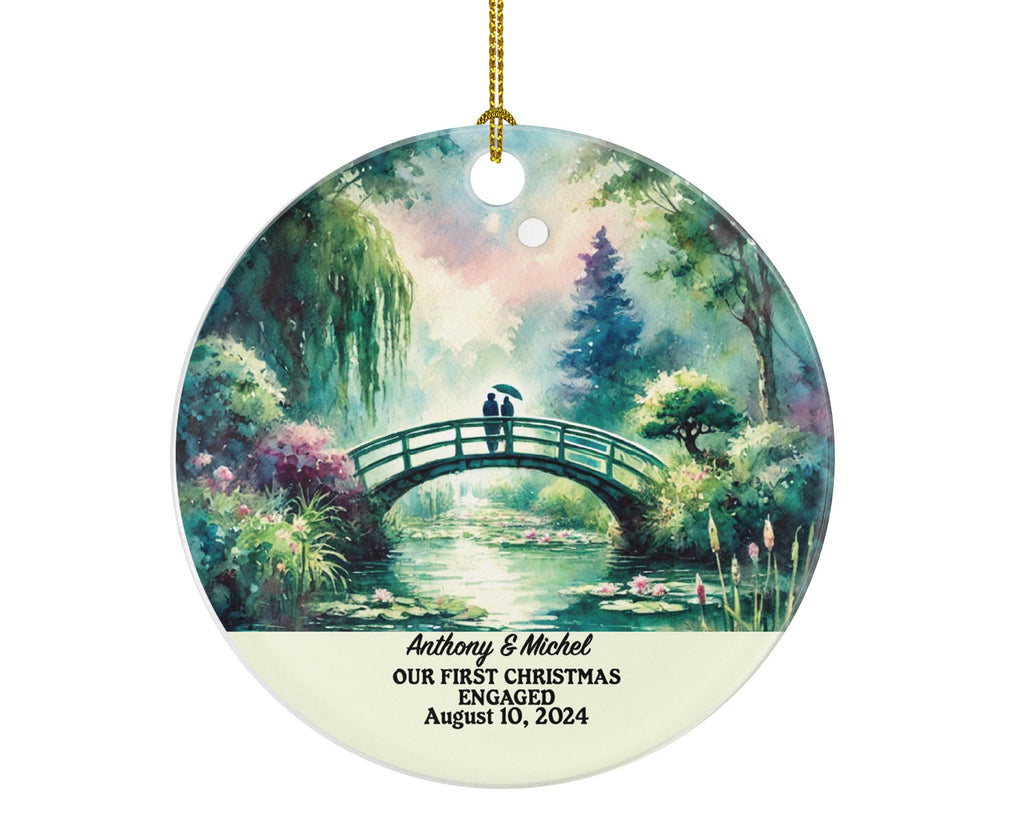 First Christmas Engaged Custom Ornament - Personalized Engagement Announcement Couple Gift - Custom Date Name - Future Husband Wife