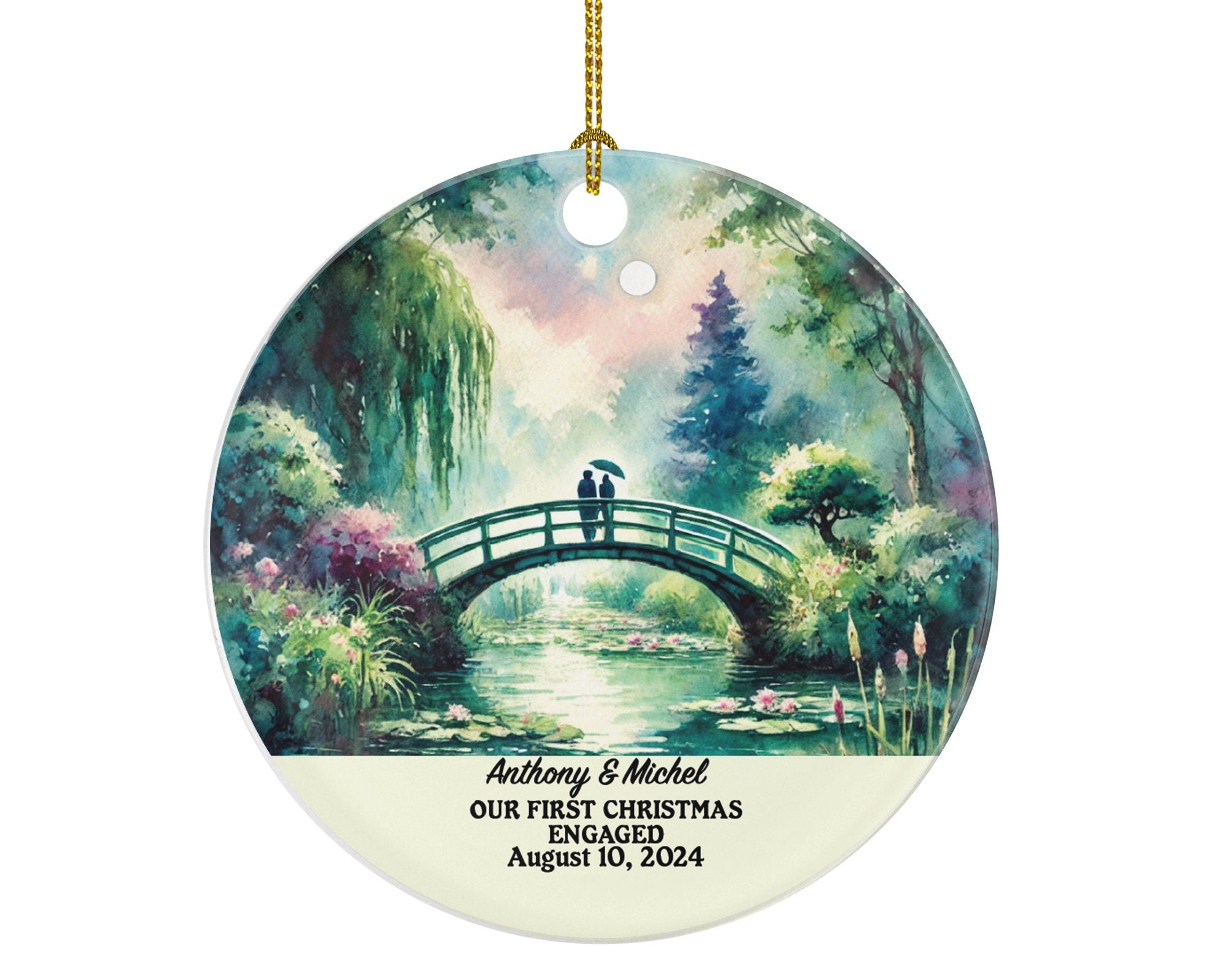 First Christmas Engaged Custom Ornament - Personalized Engagement Announcement Couple Gift - Custom Date Name - Future Husband Wife